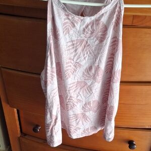Pink Leaf Print Sleeveless Top